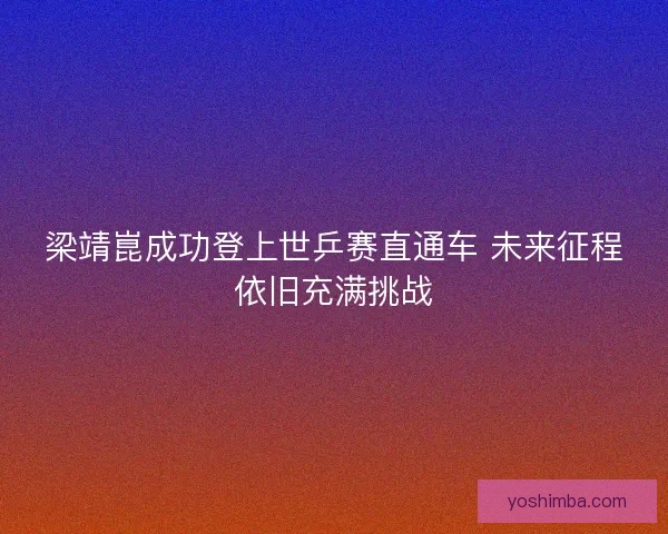 梁靖崑成功登上世乒赛直通车 未来征程依旧充满挑战