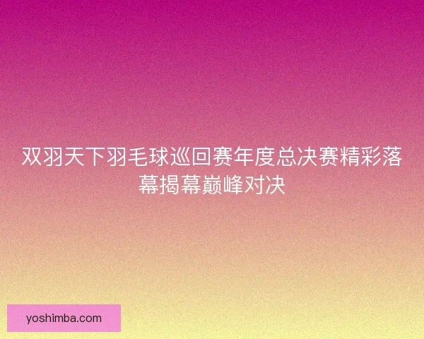 双羽天下羽毛球巡回赛年度总决赛精彩落幕揭幕巅峰对决 双羽天下羽毛球巡回赛年度总决赛精彩落幕揭幕巅峰对决